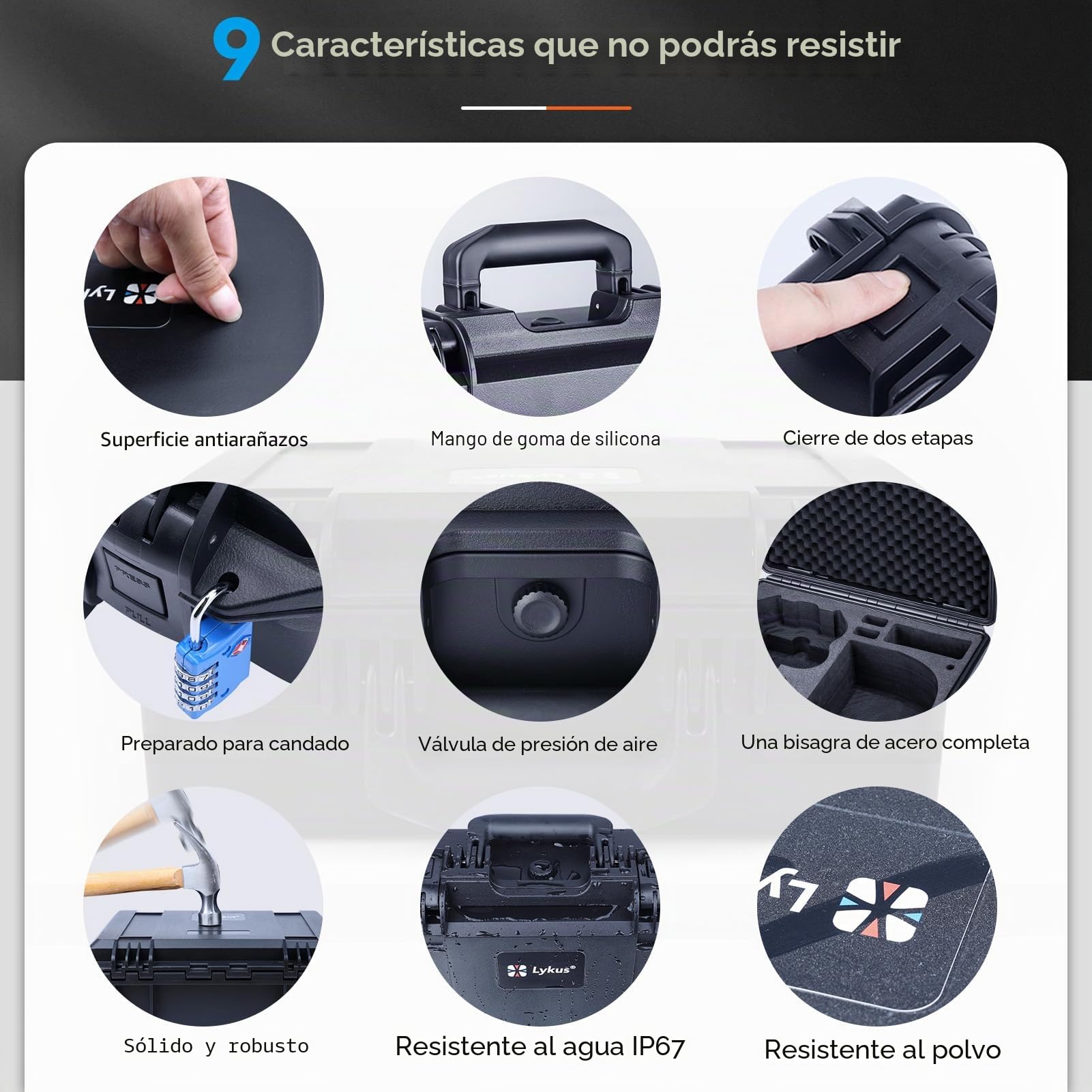 Lykus Titan N210 Maletín Maleta Estuche Case para dji Neo 2 Motion Combo, Goggles N3/3,RC Motion 3, FPV Control Remoto 3, Admite hasta 8 baterías [Solo Estuche]