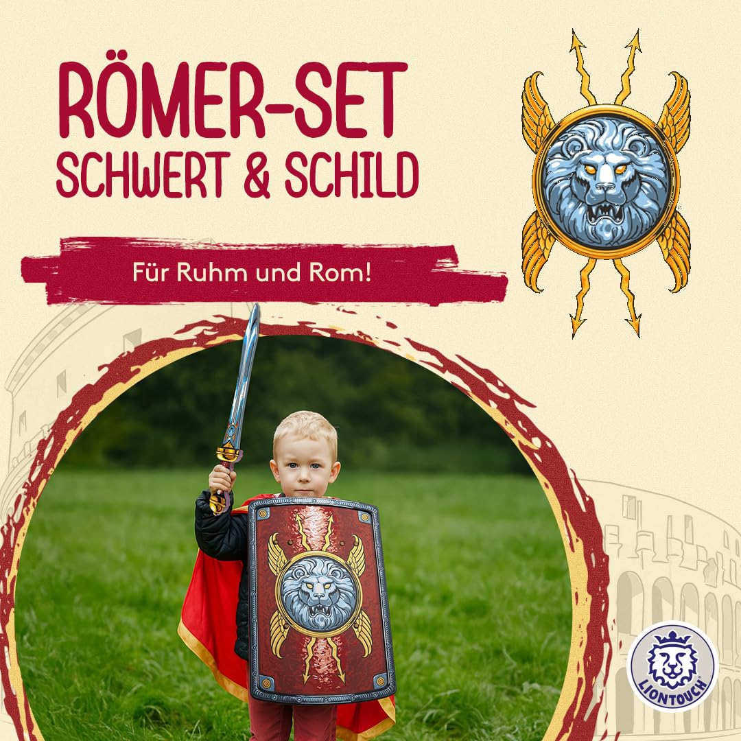 Liontouch - Römisches Legionärsschwert Gladius & Scutum Schild - Für Kinder von 3-8 Jahren | Spielzeug-Set für Jungen für Rollenspiele im antiken Rom | Sicheres Zubehör für Gladiatorenkostüme