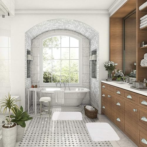 Miniatura 4 de Walensee - Juego de tapete antideslizante para baño, mullido, de suave microfibra, absorbente de agua, lavable a máquina, alfombra de felpa gruesa