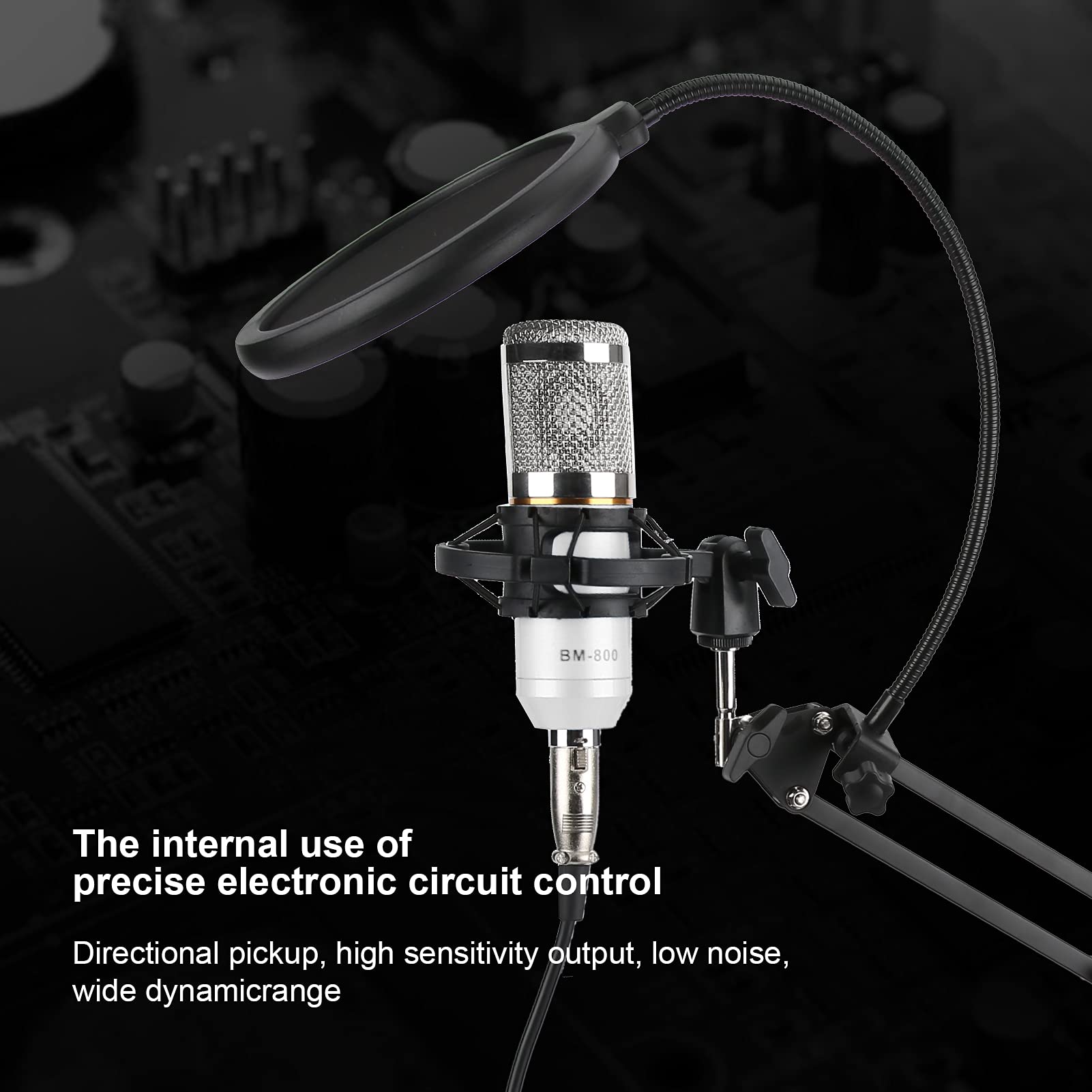 HERCHR Microfono USB a Condensatore da Studio Computer Kit Microfono Per PC Strumenti Voice Over Registrazione Podcasting Gaming Streaming Microfono a Condensatore(bianco+argento)