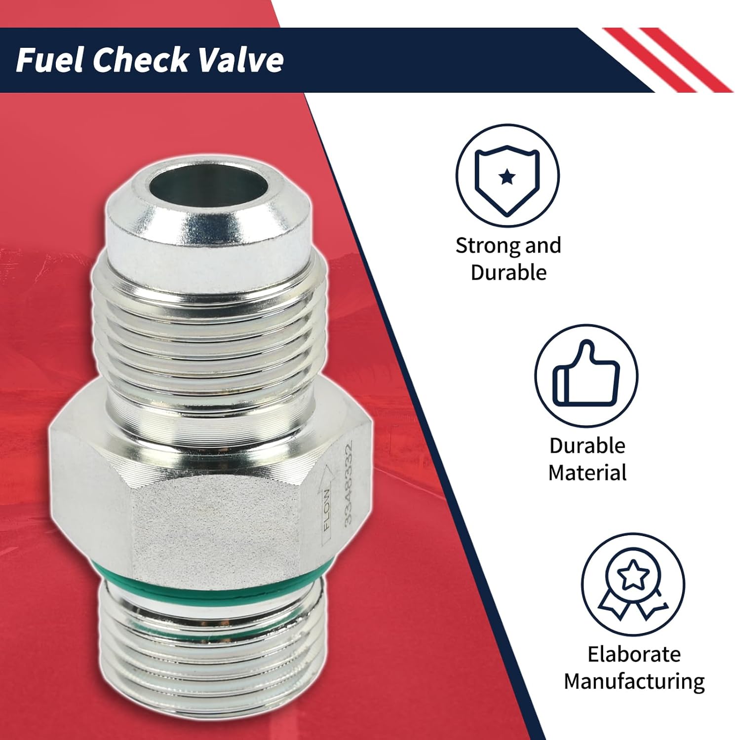 Fuel Check Valve w/Gasket Replace 042211 3348332 Fit for Cummins N14 Diesel Engine Fuel Pump Straight Flow Aluminum Prevents Fuel Backflow