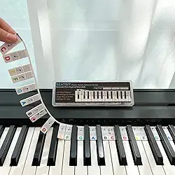 Guia de notas de piano para iniciantes, etiquetas removíveis de notas de teclado de piano para aprendizagem, tamanho completo de 88 teclas, feito de silicone, sem necessidade de adesivos,