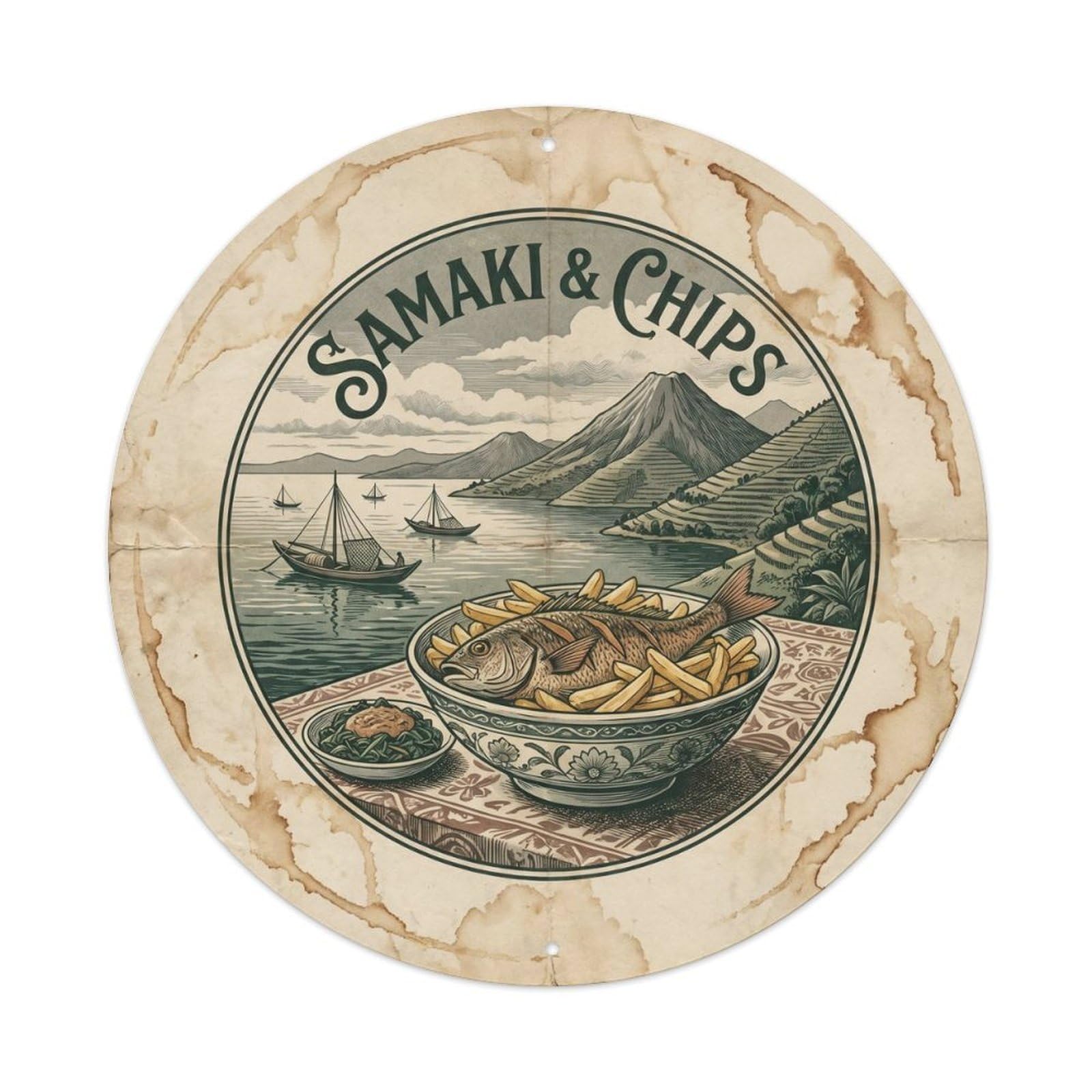 Rwanda Fish And Chips Classic Diner Culture Metal Tin Sign