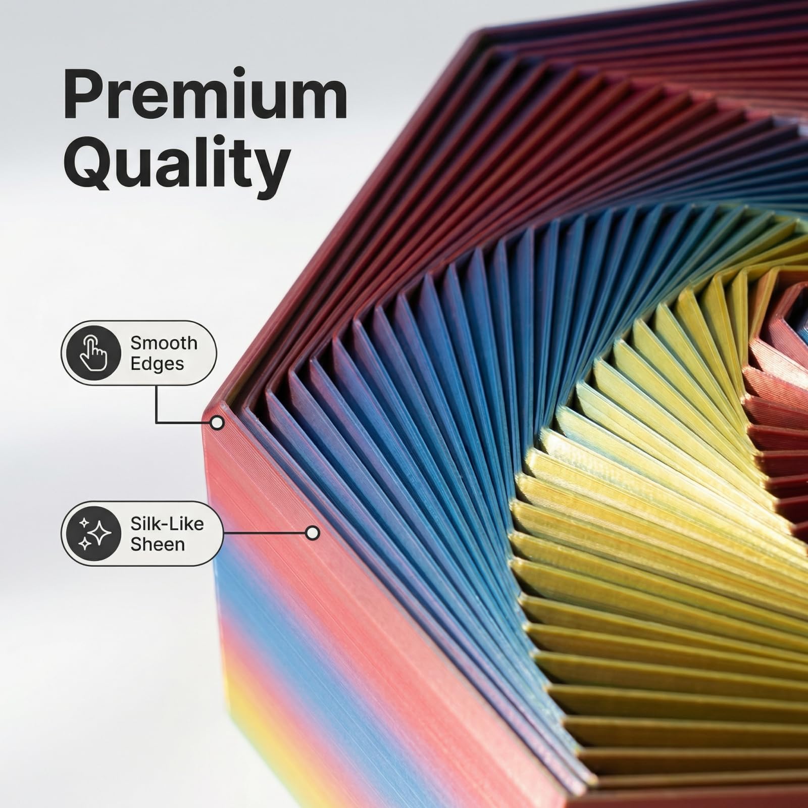 12.5cm/4.9inch 3D Spiral Visual Design Relieve Anxiety Hexagon Spiral Sensory Toy Iridescent Fractal Fidget Toy for Autism Anti Release Rtress Pocket Size Desk Toys for Adults Kids (Red,Blue,Yellow) - Image 4