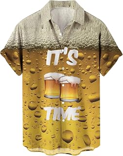 Men's Short-Sleeved Hawaii Oktoberfest Short Sleeve Shirt Top Summer 3D Print Lapel Button Short Sleeve Casual Long Sleeve Shirt Men's Shirts Stretch Summer Shirts Regular Fit