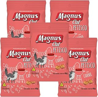 Kit 5 Petisco Gato Magnus Cat Sabor Carne 40g Pastelzinho Gatos