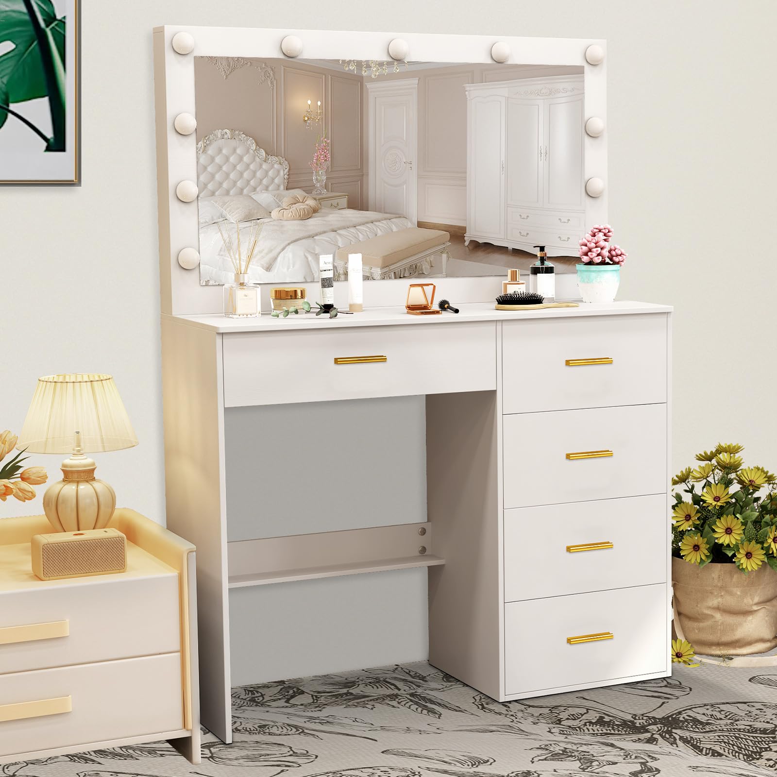 Vanity Desk with Large Led Mirror, 31.5