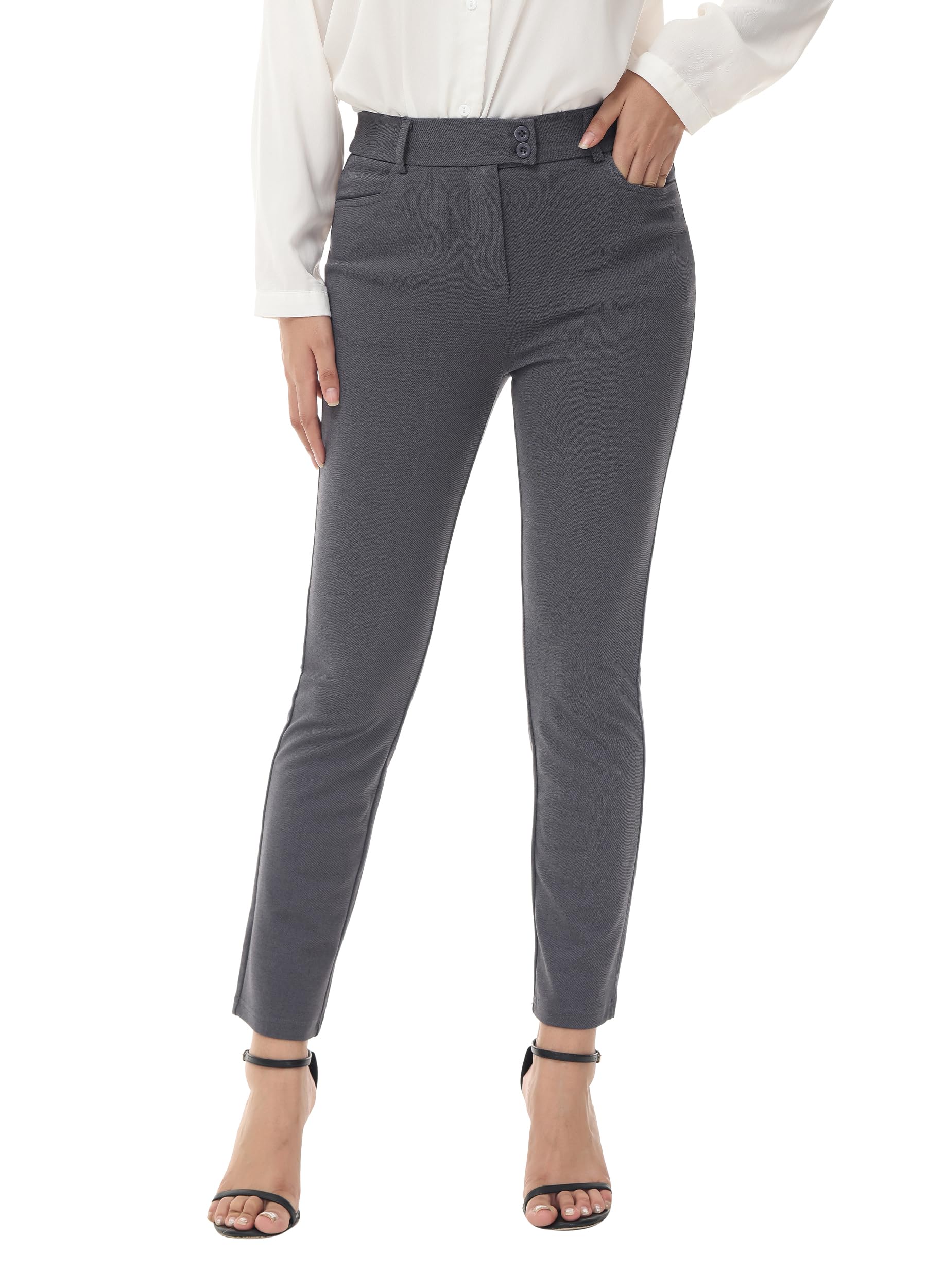 ZTN Women's Stretchy Slim Straight Leg Pull-on Dress Yoga Pants with 4 Pockets Slacks for Office Work Business Casual Golf