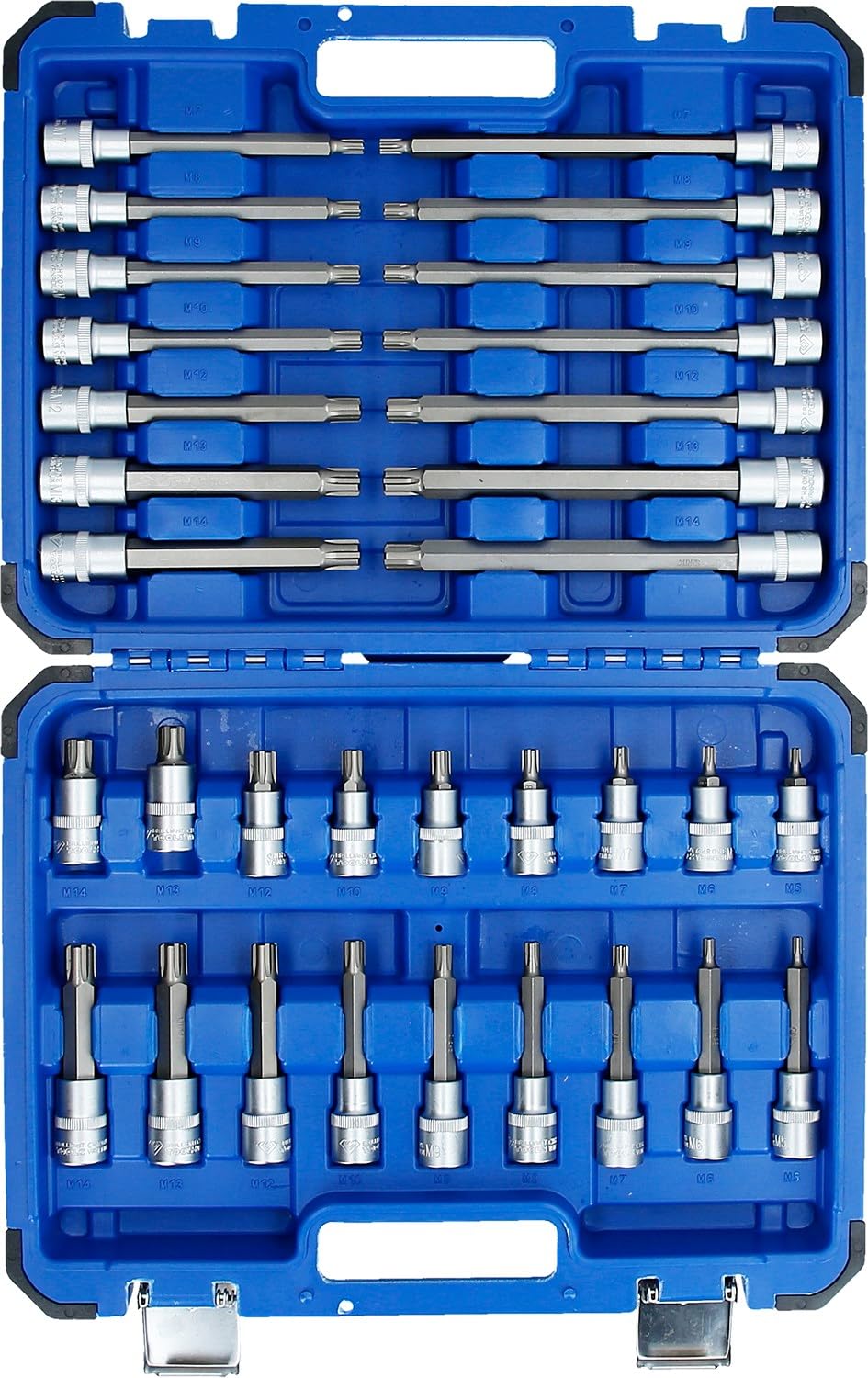 Coffret de Clés à Douilles 1/2" - 32 Pièces BT022032 Profil RIBE - Tailles Clés à Douilles allant de M5 à M14 - Outils en Acier Chrome Vanadium de Haute Qualité - Fabriqué selon DIN - BRILLIANT TOOLS