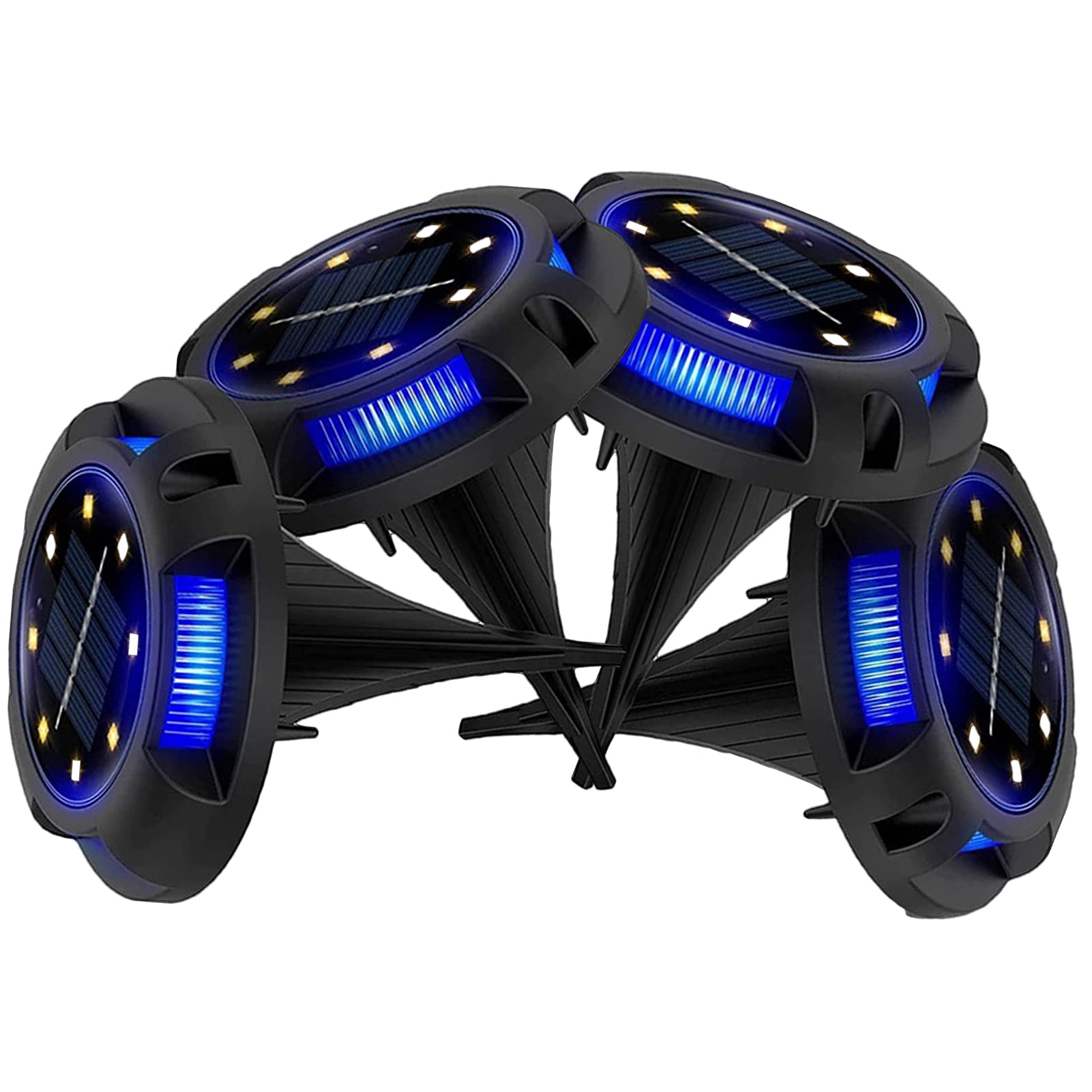 Solarne oświetlenie uziemiające, 8 LED, zewnętrzne oświetlenie solarne w ziemi, do krajobrazu, chodnika, trawnika, schodów, ścieżek, ogrodzenia schodów, wodoodporne, ciepłe światło, kolorowe światło