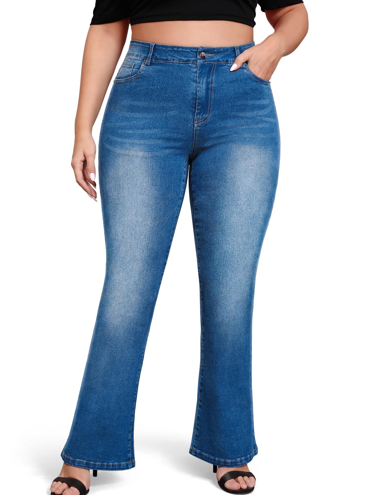 High Waisted Plus Size Bootcut Jeans
