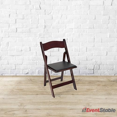 Miniatura 50 de EventStable Titan Series - Sillas plegables de madera para interiores y exteriores, color negro, con relleno de vinilo para bodas y eventos, paquete