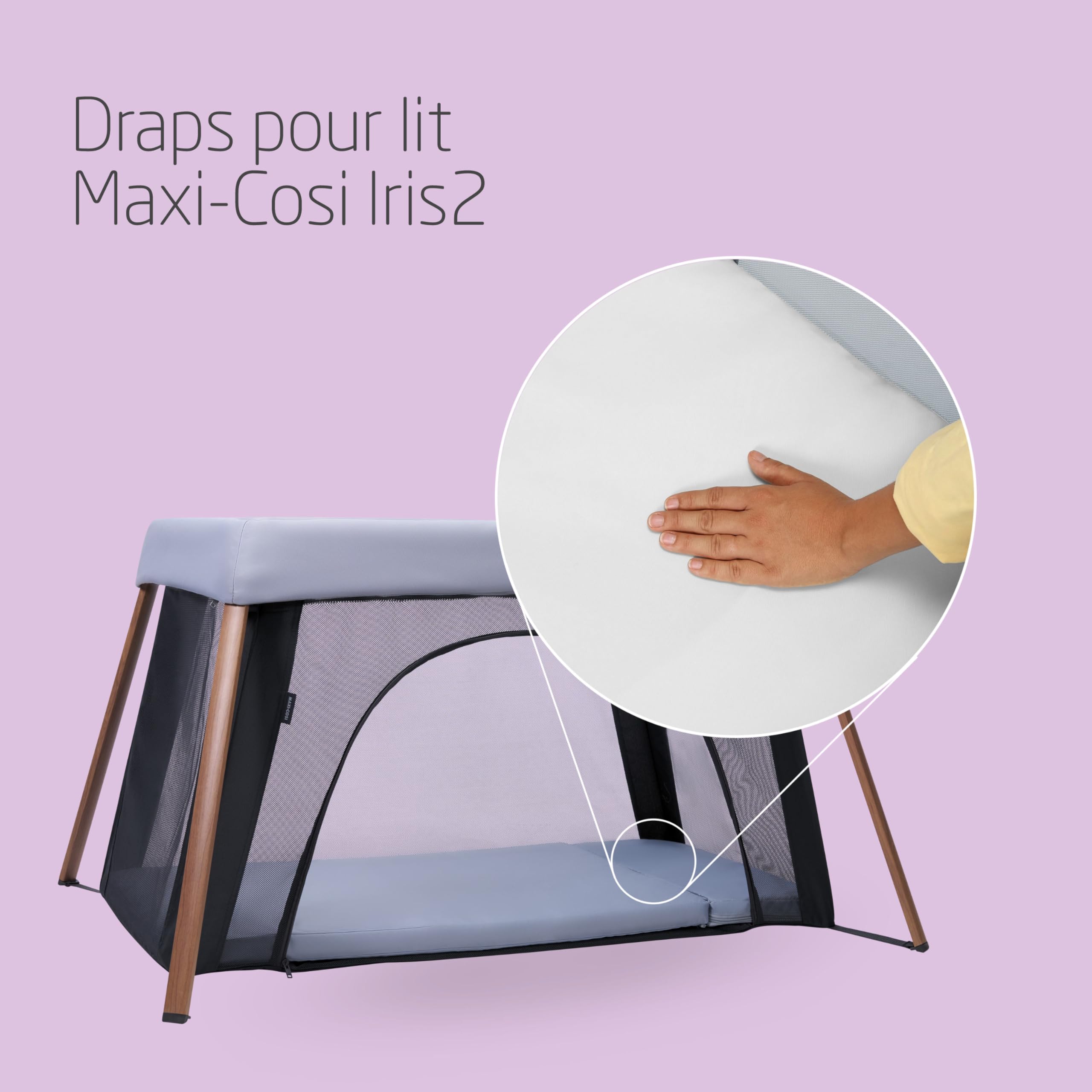 Maxi-Cosi Iris2 Drap-Housse, pour Lit Bébé et Matelas du Lit de Voyage Compact Iris2 2 en 1, Blanc