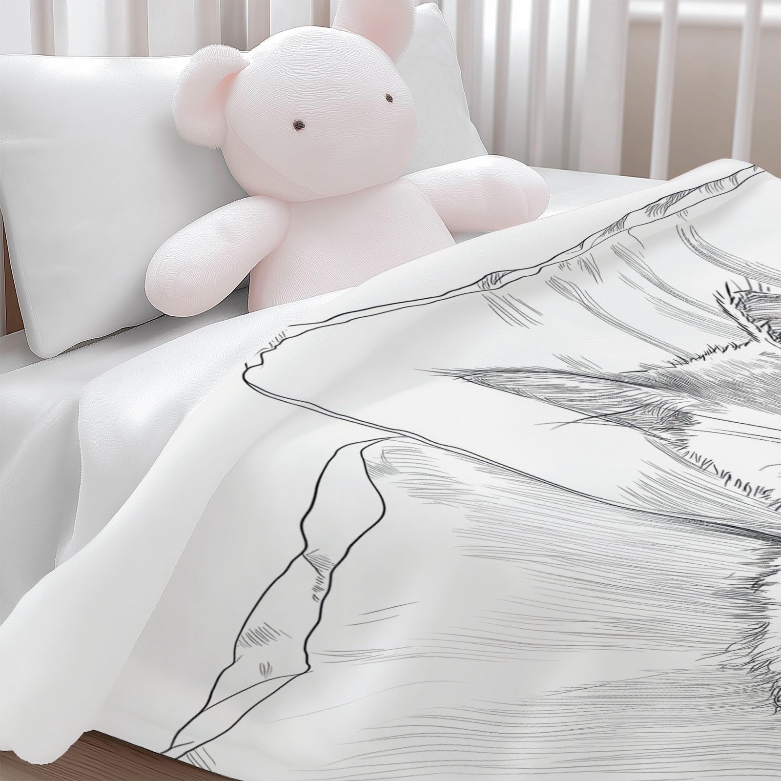 Genérico Marfil Manta de Franela Polar, 220 x 240 cm Manta Cálida de Invierno, Suave, Esponjosa y Cálida con Estampado Dibujado A Mano Bonito Animal Gato - Manta para Cama Colcha y Sofá