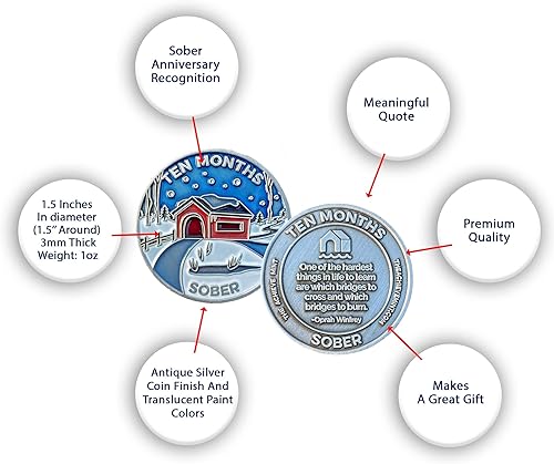 Miniatura 184 de The Achieve Mint Ficha sobria de 13 meses Chip sobrio de trece meses Regalo no AA, medallones no religiosos para hombres y mujeres que celebran