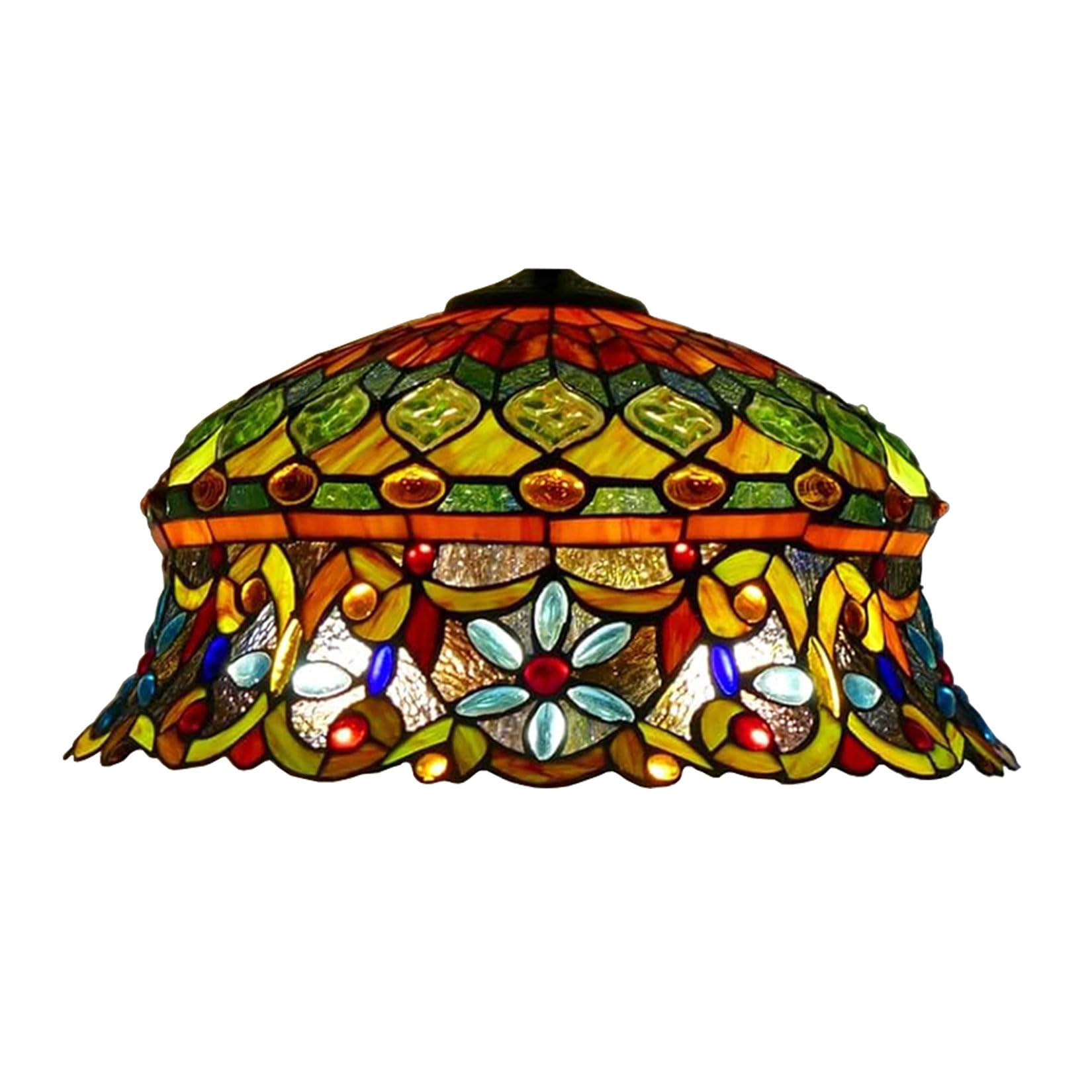 SaryEdge 18 Inch Tiffany Stained Glass Lamp Shade Replacement Only, Baroque Lamp Chimney, Vintage Handmade Floral Light Cover Accessories for Table Lamp Pendant Light Floor Lamp Fixtur，
