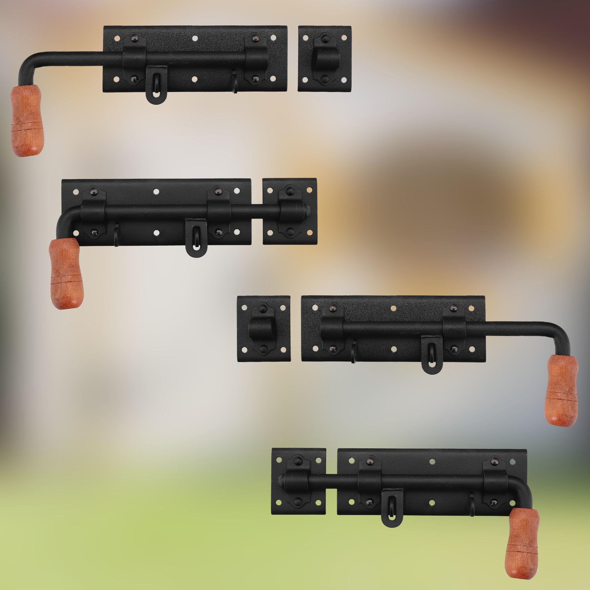 KOTARBAU® 2 x Pestillo de Puerta 280 mm Derecho y Izquierdo, Pestillo con Pasador Deslizante, Pestillo de Acero con Ojal para candado, Cerrojo de Seguridad para Puertas de Garaje, portones, Negro, 2