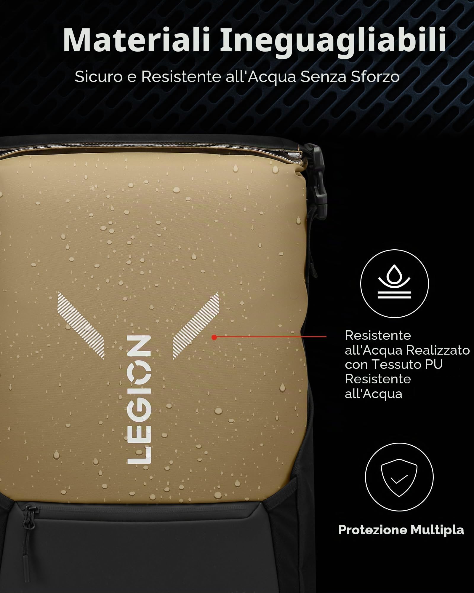 Lenovo Legion Gaming GB500 - Zaino per computer portatile da 16", capacità espandibile fino a 25 l, resistente all'acqua