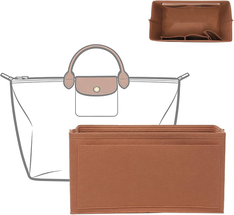 Organizador interno para bolsa Longchamp Le Pliage L, Doxo, marrom-dourado