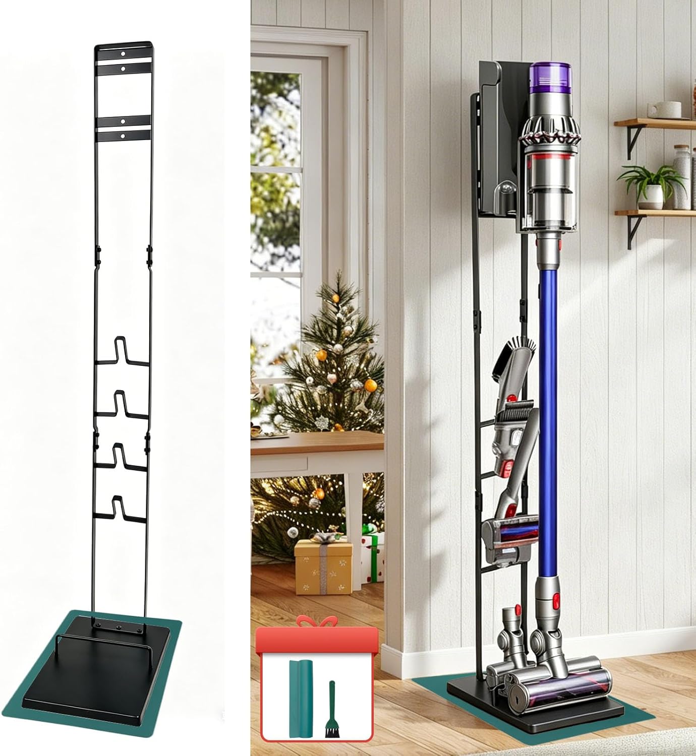 EZ SPARES Vacuum Stand,Vacuum Accessories Stable Metal Storage Bracket Holder Compatible with Dys Handheld V15 V11 V10 V8 V7 V6 Cordless Vacuum Cleaners(Black)