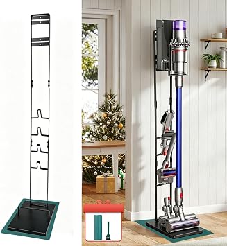 EZ SPARES Vacuum Stand,Vacuum Accessories Stable Metal Storage Bracket Holder Compatible with Dys Handheld V15 V11 V10 V8 V7 V6 Cordless Vacuum CleanersBlack