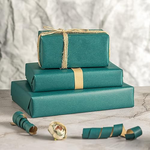 Miniatura 4 de RUSPEPA Rollo de papel kraft verde  17.5 pulgadas x 32.8 pies  Papel de estraza forrado teñido reciclable perfecto para manualidades, arte,