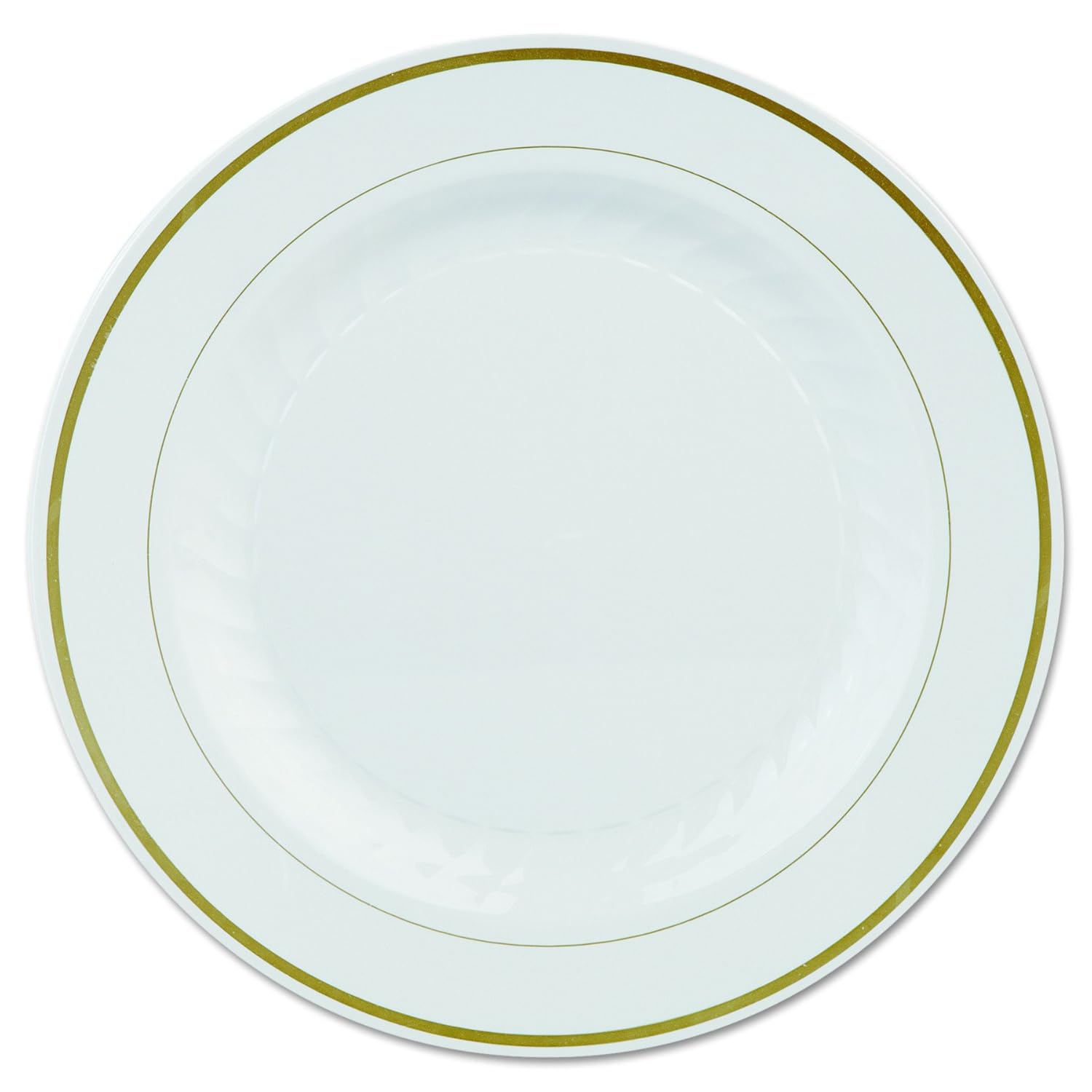 WNA Masterpiece Plastic Plates, 9 in., Ivory/Gold, 10/Pack, 12 Packs/Carton