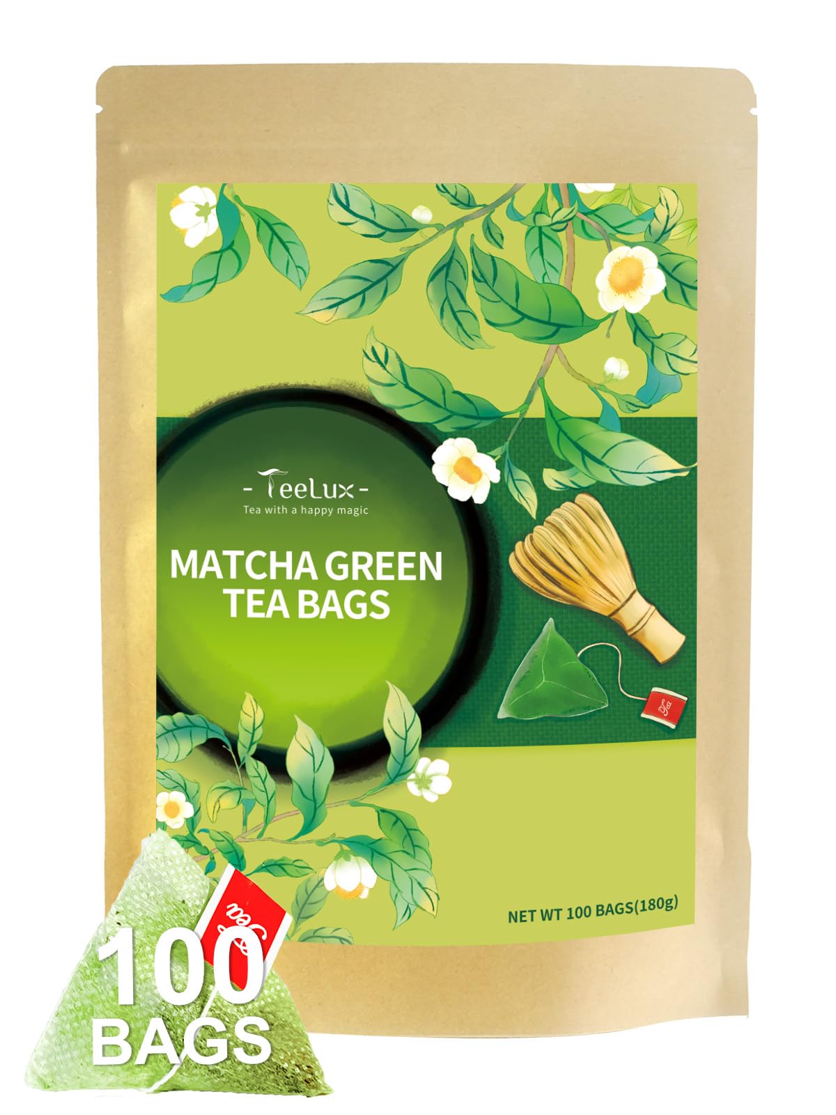 Amazon.com : TeeLux Matcha Green Tea Bags, Classic Premium