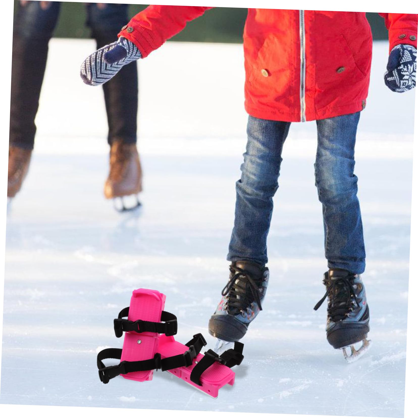 Sosoport Pattini da Ghiaccio in PP e Metallo Nastro Regolabili per Ragazzi Principianti Rosa Scarpe da Neve per Sci e Pattinaggio su Ghiaccio