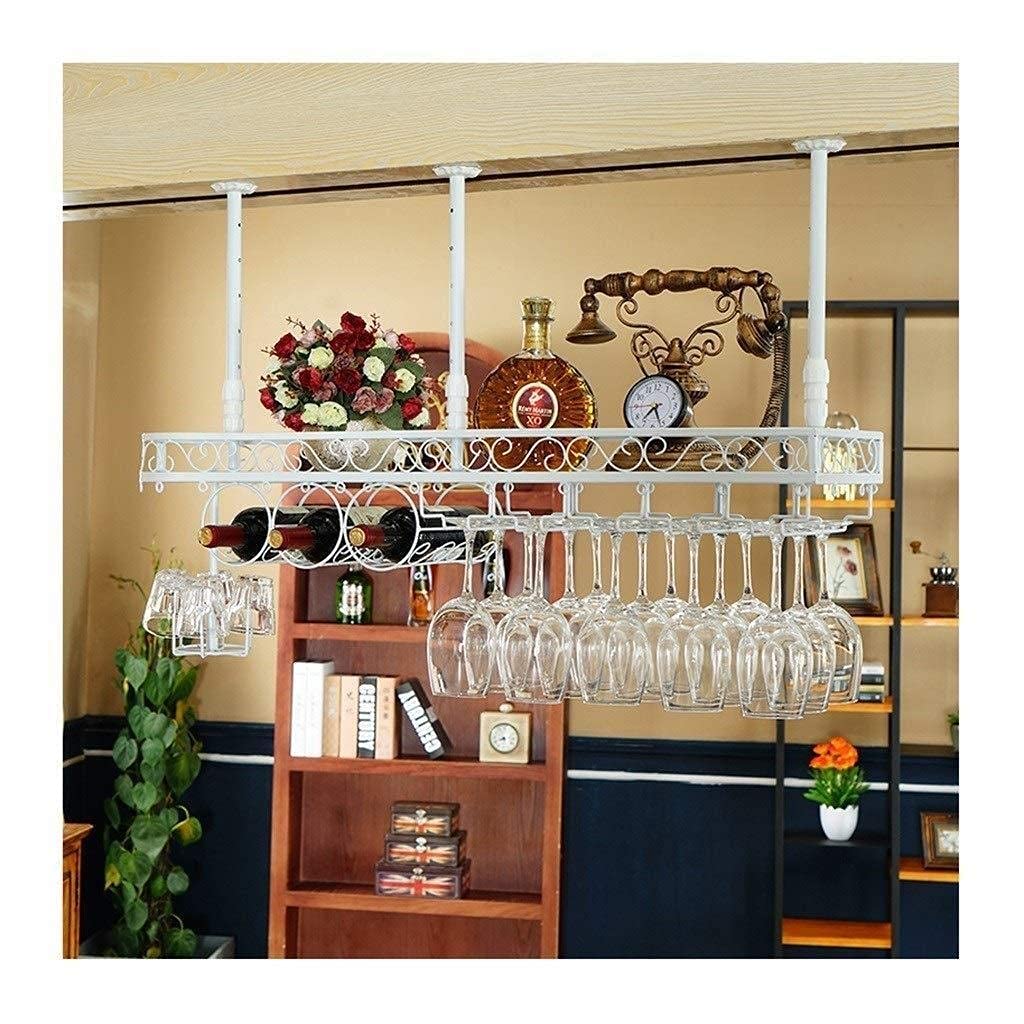 Porte-verre suspendu blanc 100x25cm pour bar et cave à vin créative