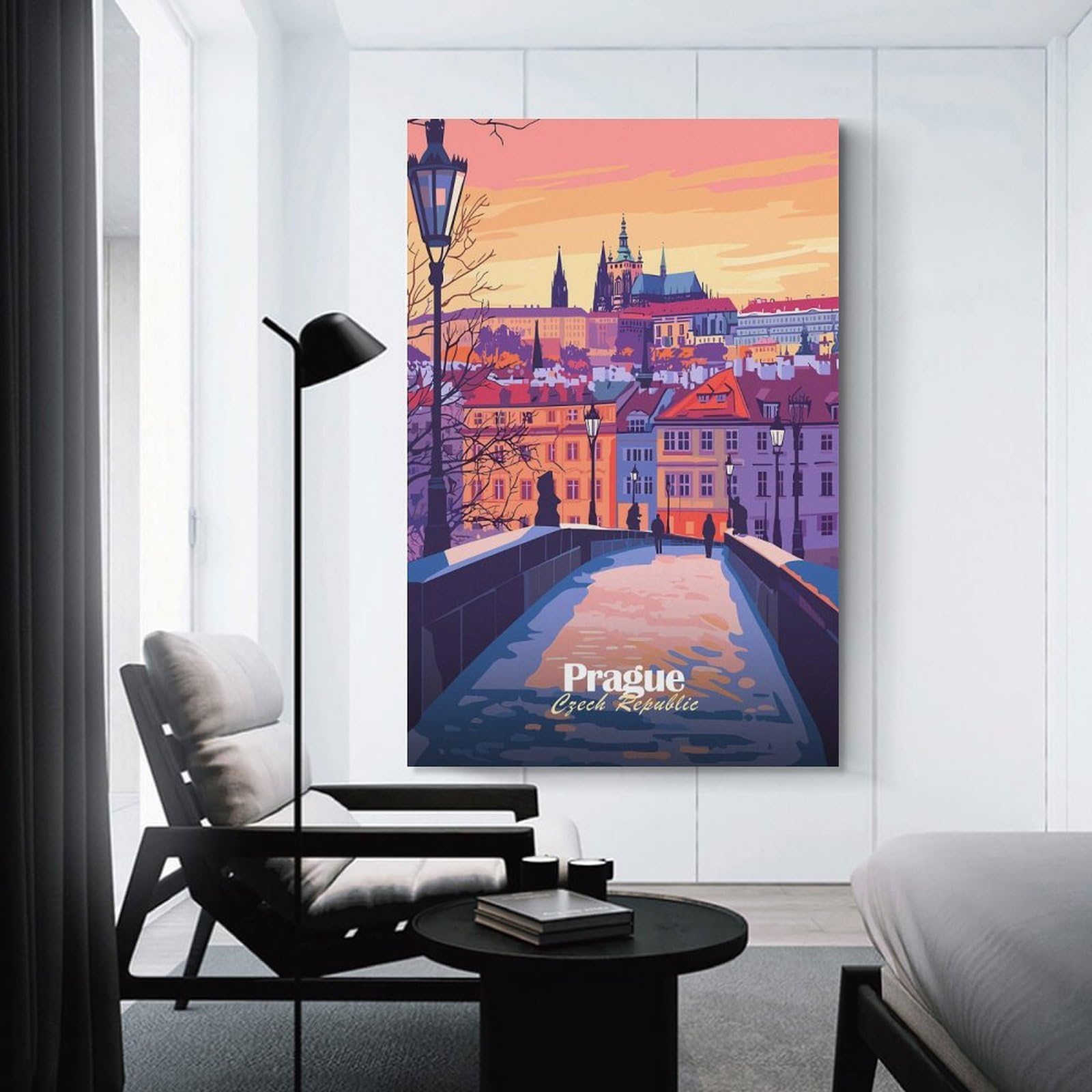 Junmoney Decorative Wall Artwork Prague Cityscape, 20x30inch(50x75cm), for Home, Office, Studio Or Guest Room, A Flexible Wall Accent for Shared Spaces