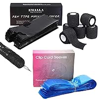 Vista 1 de SOTICA 200 cubiertas para bolígrafos de tatuaje, 125 piezas, cubiertas de cordón de clip de tatuaje, 6 unidades de cinta de agarre de tatuaje