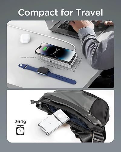 Miniatura 8 de Hohosb - Estación de carga magnética, 3 en 1, plegable, de aleación de zinc, cargador inalámbrico compatible con cargador Magsafe para iPhone