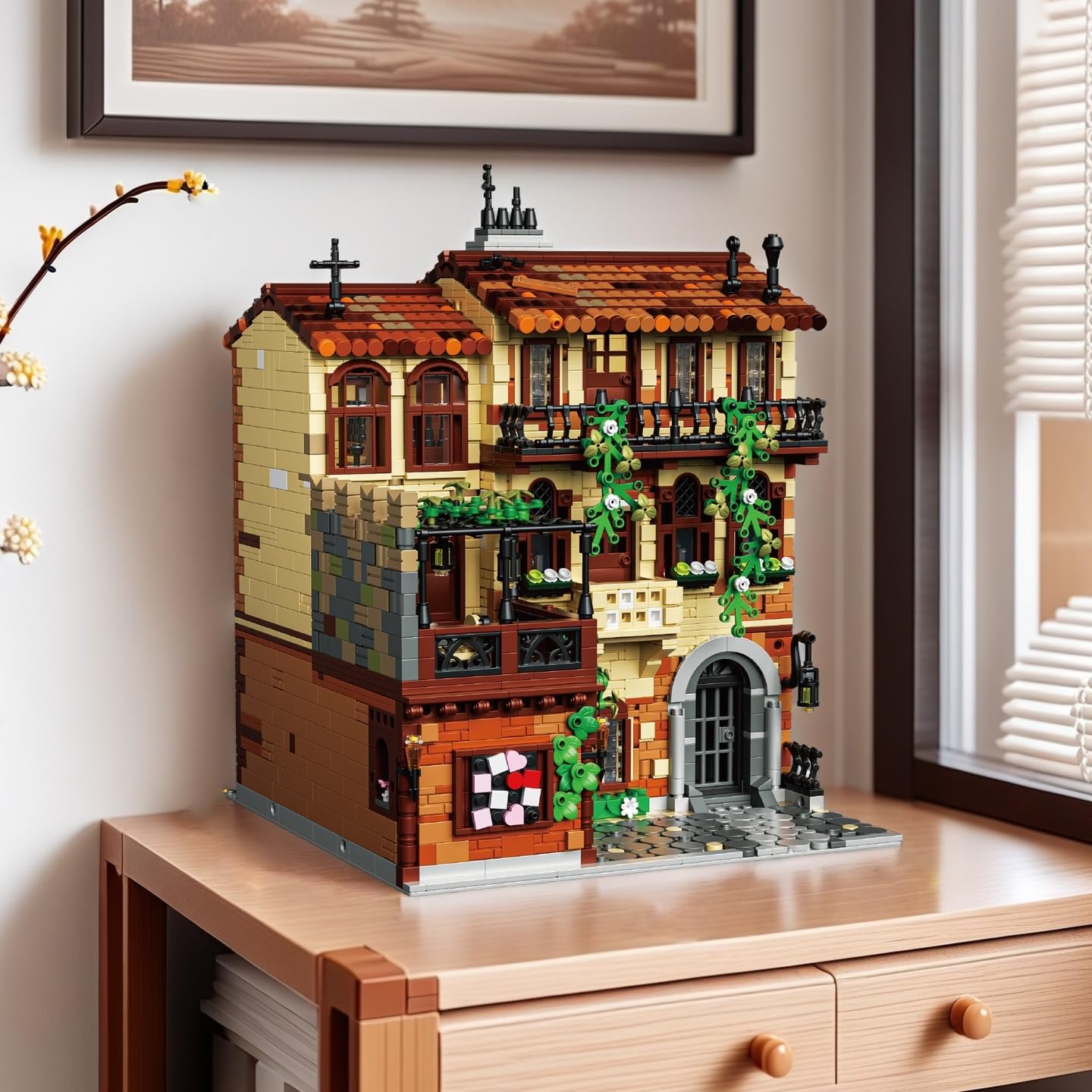 Set di Costruzione Balcone di Verona per Adulti –Italy Villa Rinascimentale Italiana con Balcone e Rampicanti, Modello Architettonico Compatibile con Lego, 3800 Pezzi, 14+