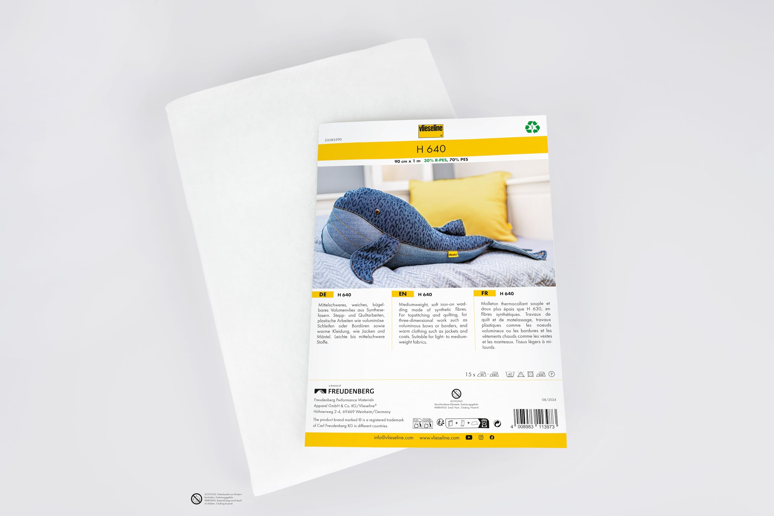 Vlieseline ® H 640 Volumenvlies SB-Zuschnitt, weiß, 100 x 90 cm