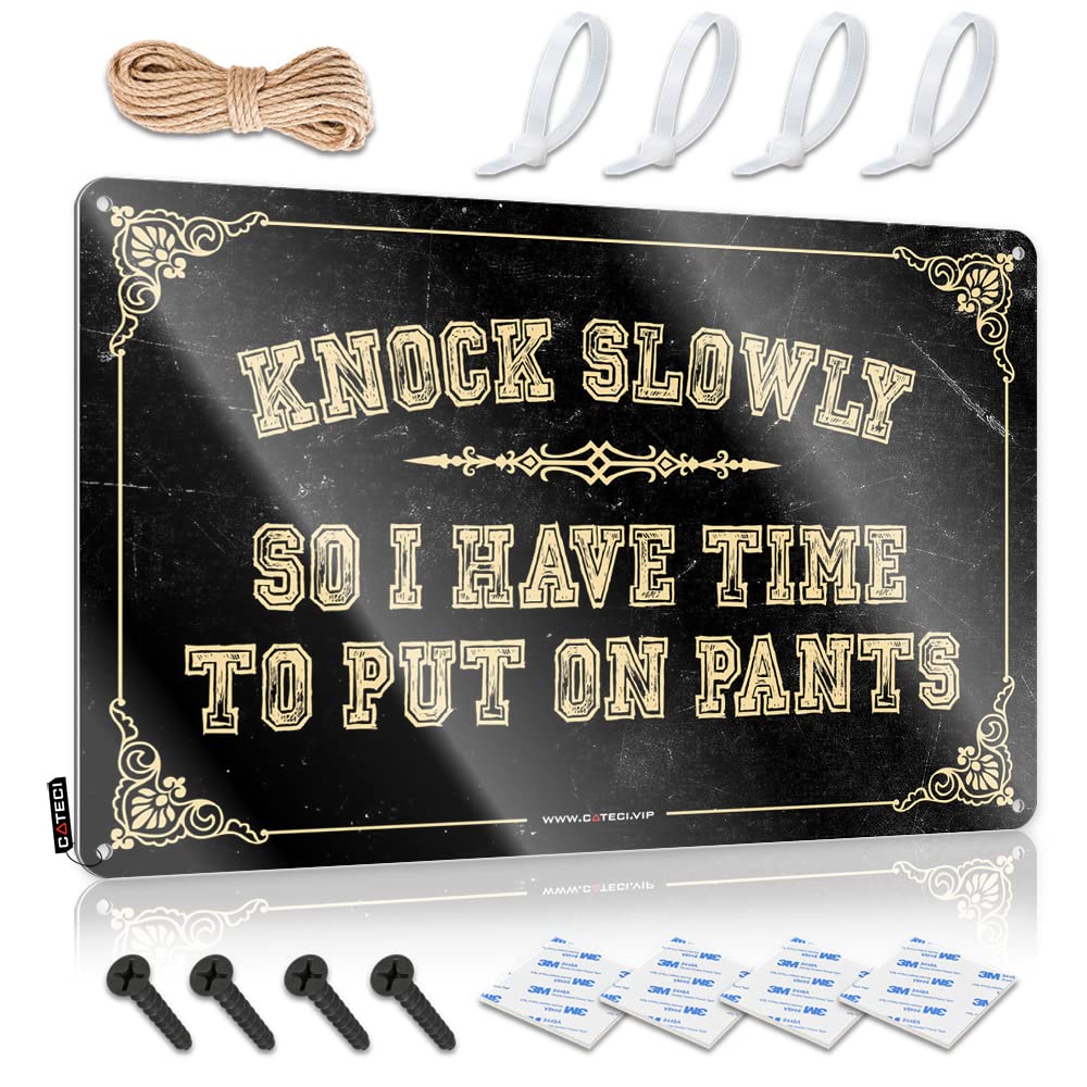 Mwfkkaddb Men's One Color Garage Decor For Knock Slowly So I Have Time To Put On Pants Sign Bar Stuff For Man Cave Beer Signs For Bar(30X40cm)