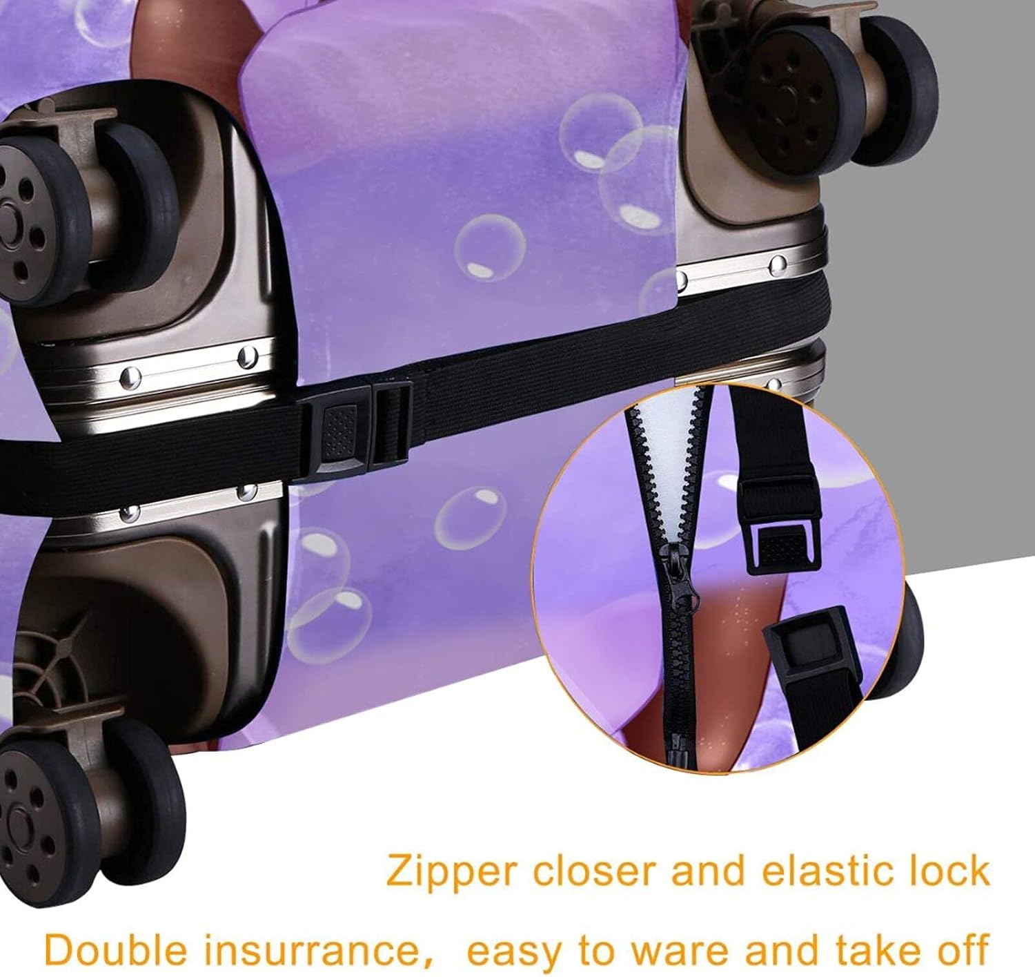 ZgaidIta Black Girl Bubble Travel Luggage Coves for Suitcase Protector Washable Baggage Covers L(27-30 inch luggage)