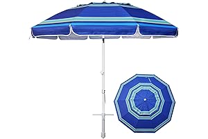 AMMSUN Large Beach Umbrella with Windproof Anchor
