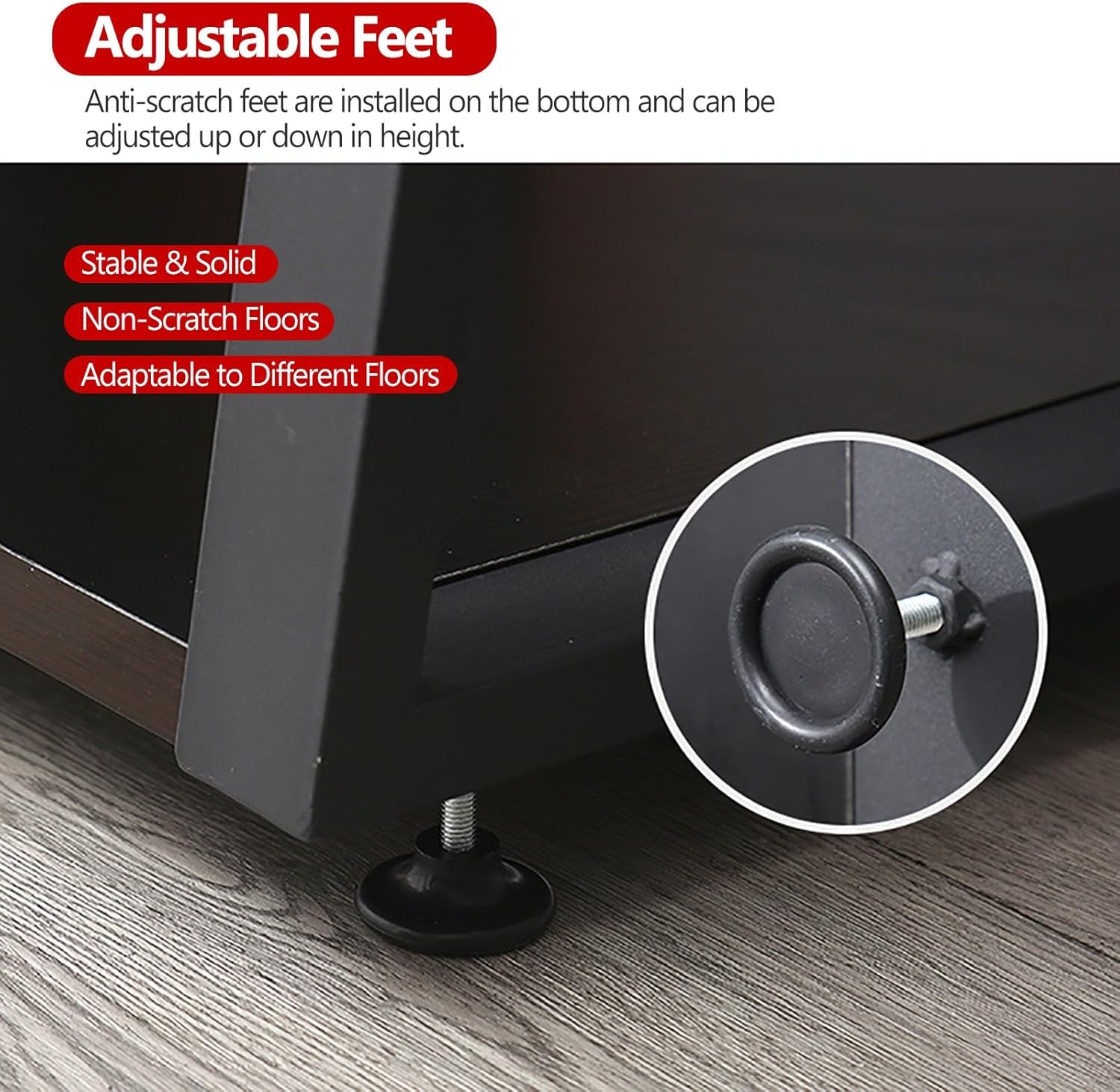 Heavy Duty Stereo Cabinet Audio Rack Tower, Stable Cd Player Stand Audio Rack with Adjustable Feet, Record Player Stereo Cabinet for Tv Box/Xbox/WiFi Router,Black-d-4-Tiers