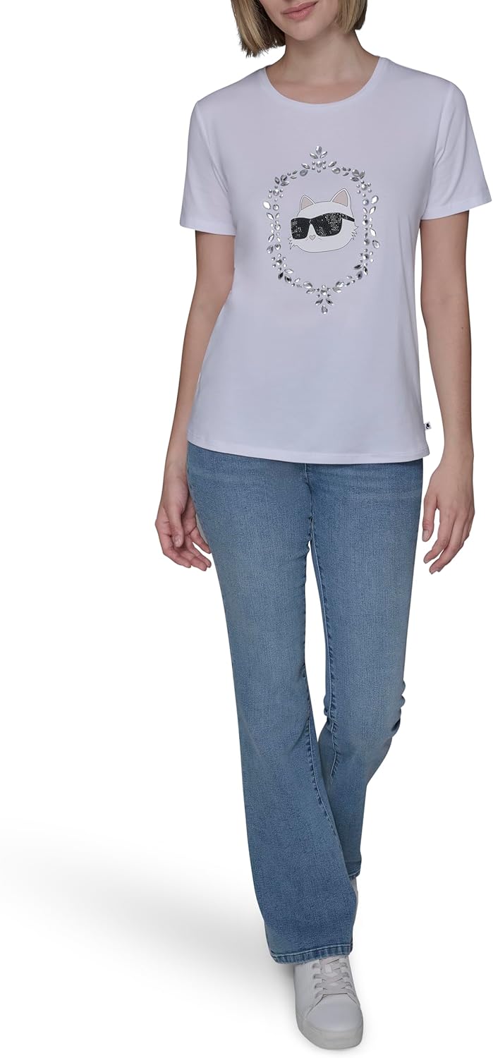 Karl Lagerfeld Womens Short Sleeve Soft Everyday Logo T-Shirt - Image 2