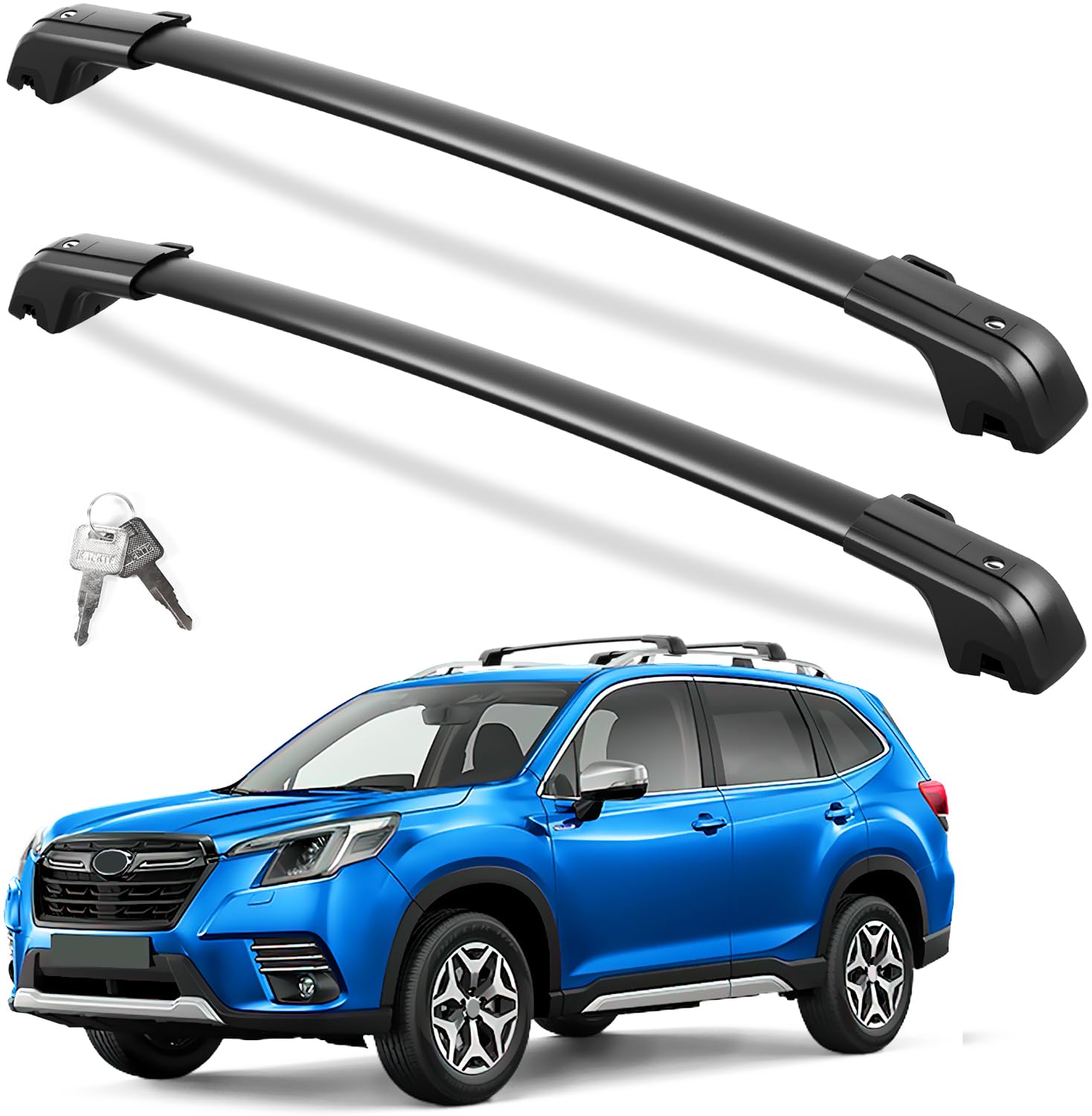 Roof Rack Cross Bars 260lbs Compatible with Subaru Forester 2014-2025 (not for Wilderness), Heavy Duty Aluminum Lockable Roof Rails Crossbars Rooftop Cargo Bars Black Luggage Racks Carrier