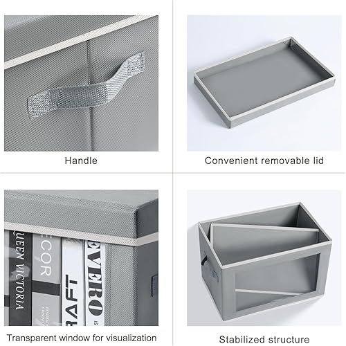 Miniatura 7 de Storage Bins with Lids - Fabric Closet Storage Bins with Window, Collapsible Baskets for Shelves 4 Pack, Home Decorative Boxes for Clothes, Closet