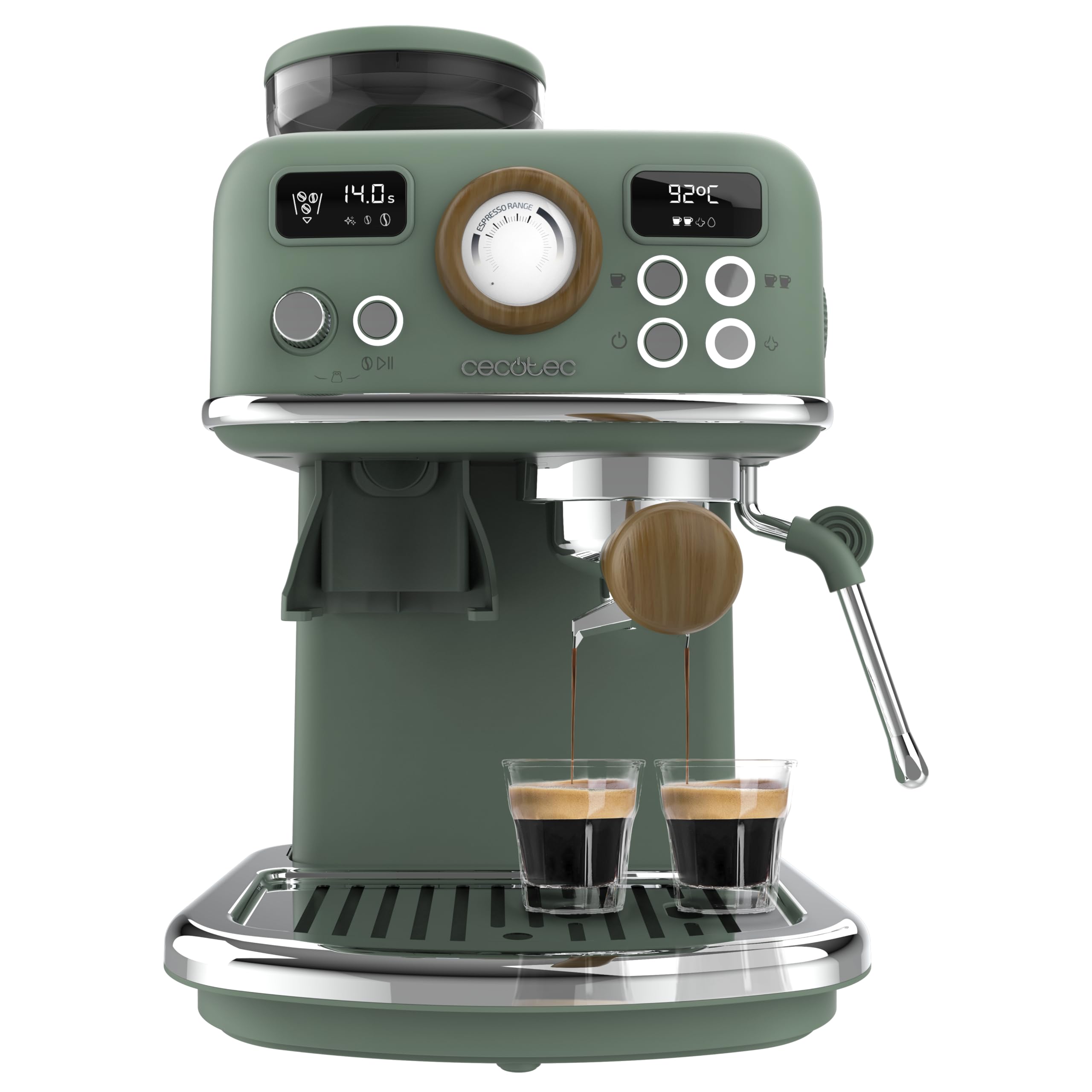 Cecotec Power Espresso 20 Tradizionale, machine à café broyeur, 20 bars, PID