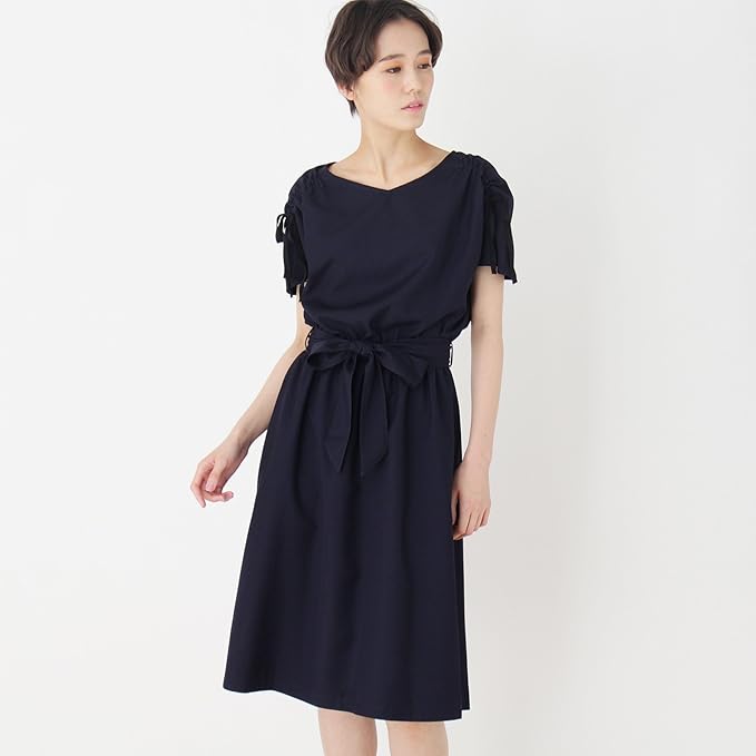 Amazon Co Jp インデックス Index 洗える リボン付きワンピース C 03 L ネイビー 093 服 ファッション小物