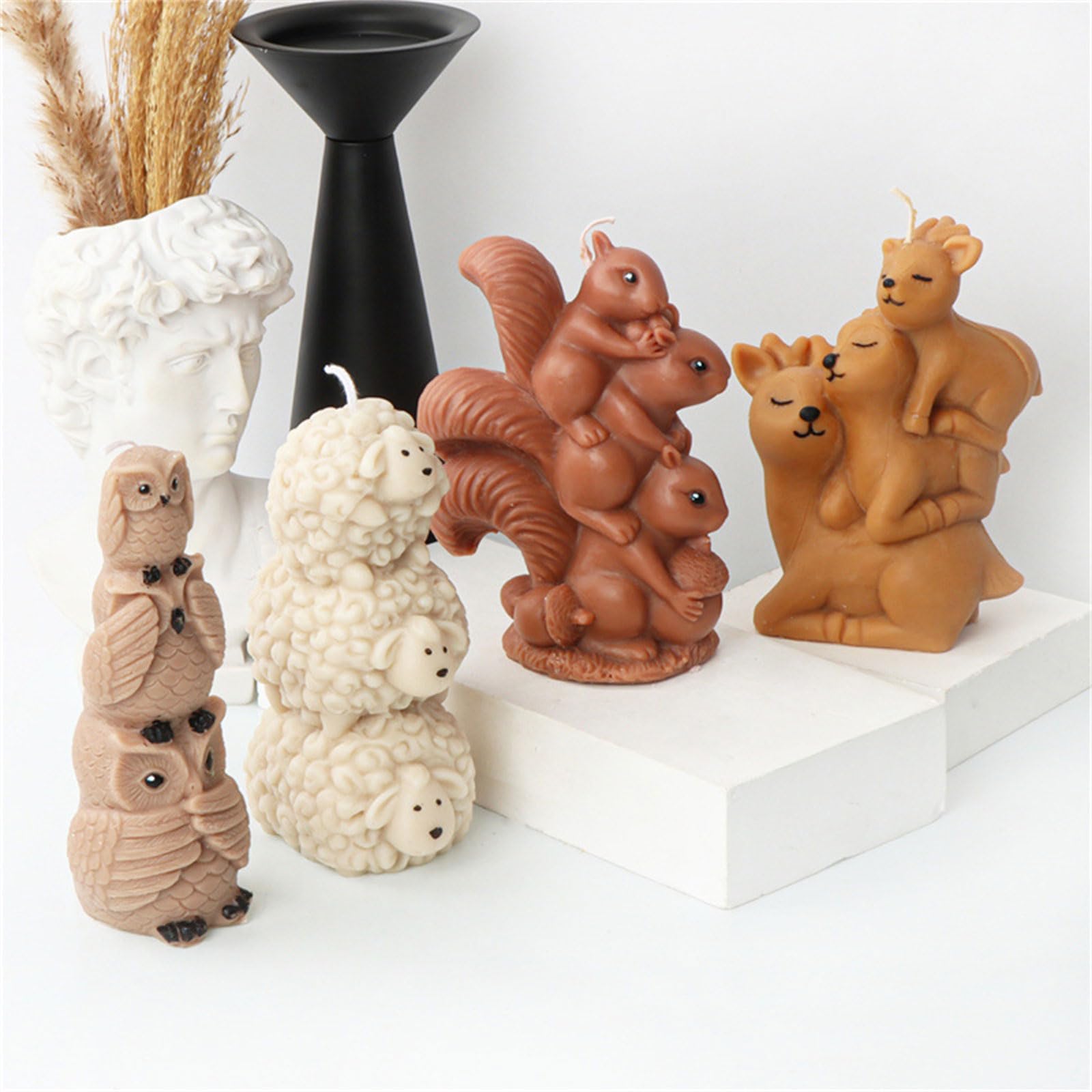 Moule à gâteau en forme d ' animal, chocolat, 3D empilé, Golden, éléphant, chaton, artisanat amusant, en résine de Silicone, moule à bougie en forme d ' animal mignon, bougie familiale, de en