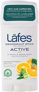 Lafe's Natural Deodorant | 64g Aluminum Free Natural Deodorant Stick for Women & Men | Paraben Free & Baking Soda Free with 24-Hour Protection | Citrus & Bergamot - Active (64 Grams)