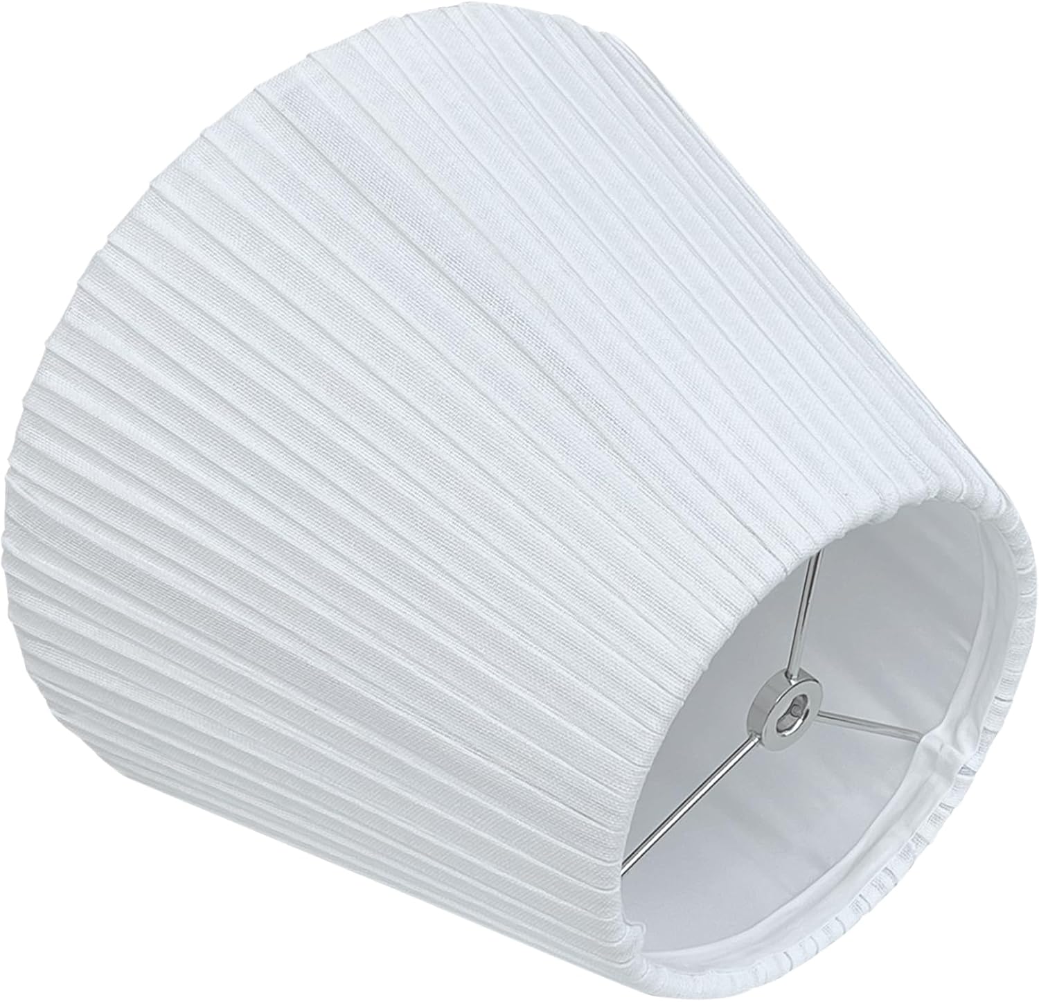 TOOTO STAR 6" Top x 10" Bottom x 7.5" High Small Lamp Shade,White Pleated Bell Shade for Table Lamps, Floor Lamps and Bedside Lamps (Spider Fitter), Handmade of Natural Linen