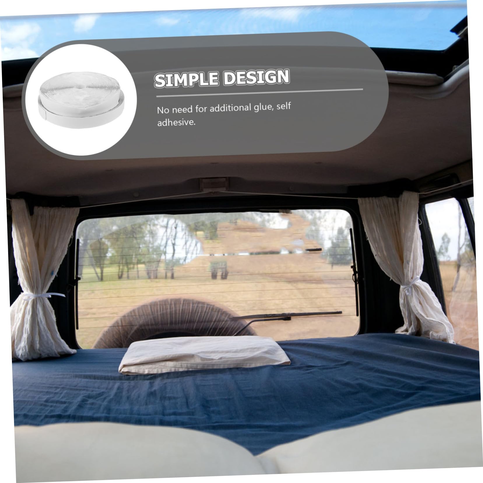 SOLUSTRE 1set Nastro Adesivo Biadesivo Magico Striscia Autoadesiva Per Tende Tappeti e Zanzariere Facile Installazione Resistente e Versatile