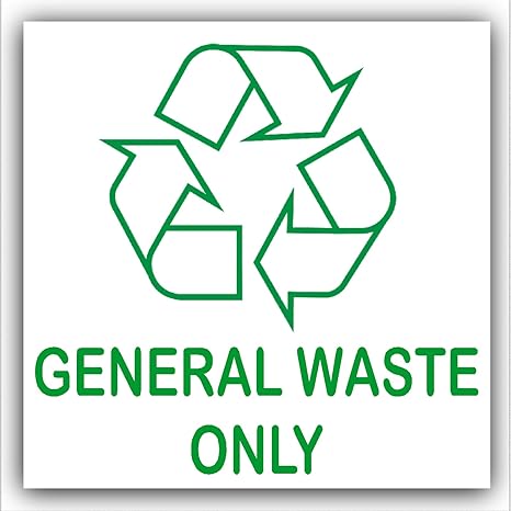amazon com general waste only recycling bin adhesive sticker recycle logo sign environment label home kitchen