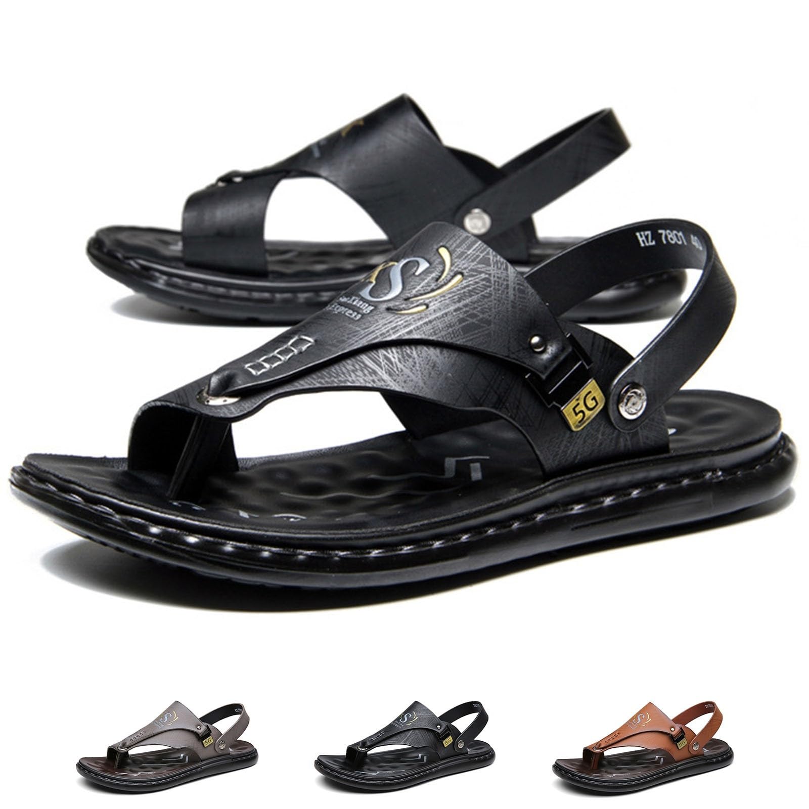 Skórzane Buty Plażowe W Stylu Toe Ring, Letnie Męskie Sandały Outdoorowe | Japonki Z Odkrytymi Palcami, Oddychające Sandały Z Miękkiej Skóry Na Świeżym Powietrzu